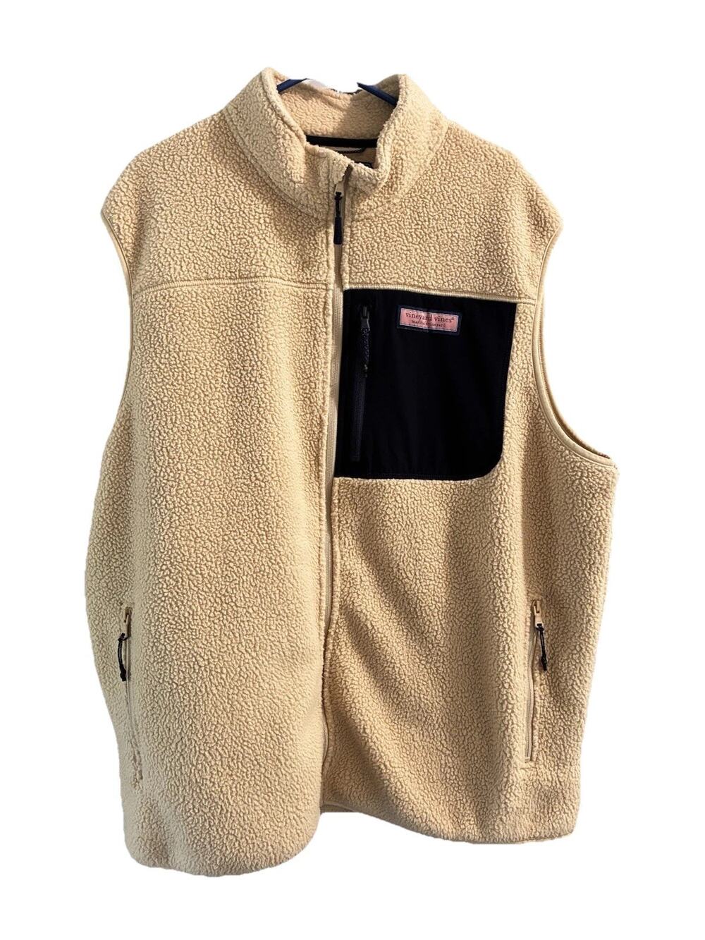 Vineyard Vines Sherpa Stillwater Vest Fleece Soft Shell Full-Zip Camel XT